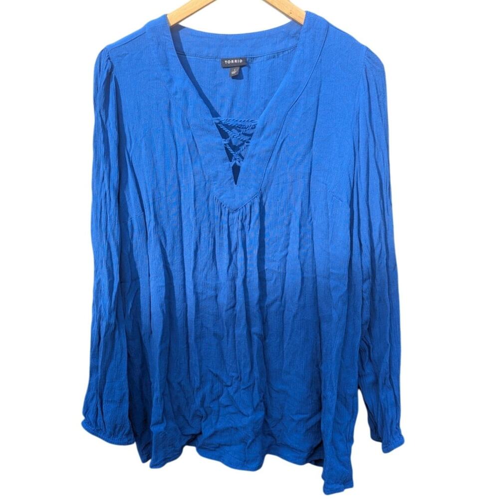 Torrid Plus Size 1X Gauzy Blue Renaissance Fair Fairy Blouse Royal Blue Shirt